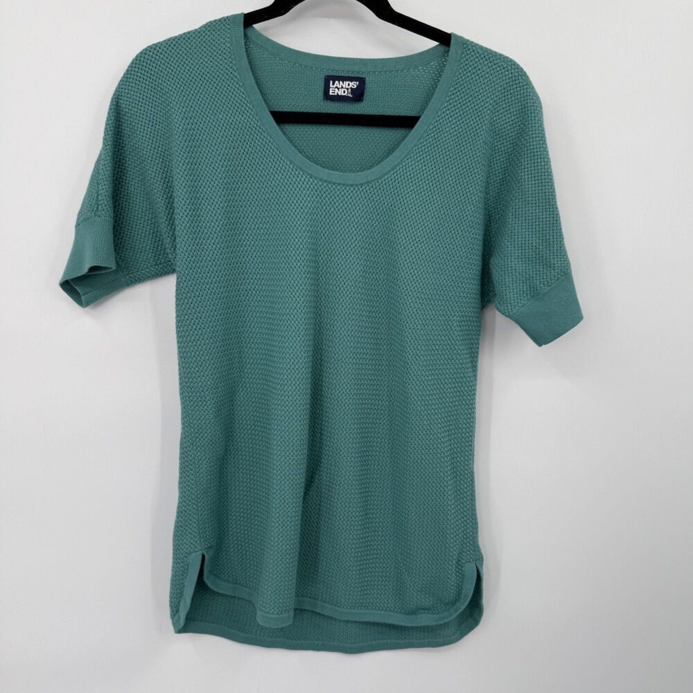 Lands'‎ End Women's Size XS* Short Sleeve Teal Waffle Knit FLAW**